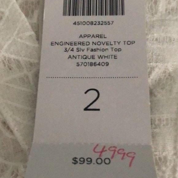 Chicos White Lace Tunic Top Size 2 L Cotton Blend Length 29" Excellent Condition - Picture 9 of 10